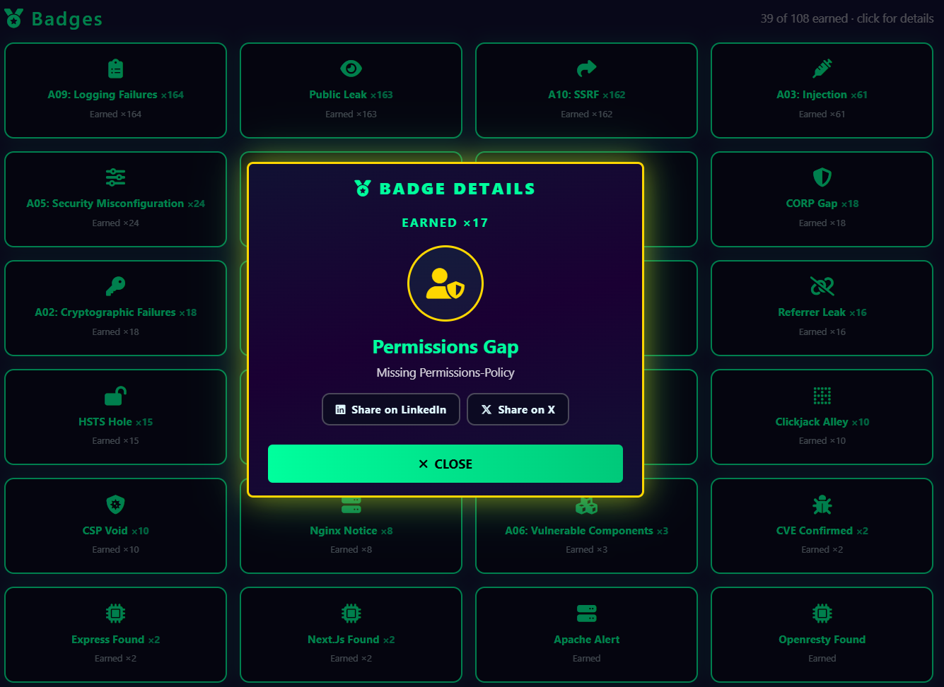 Operator badge system